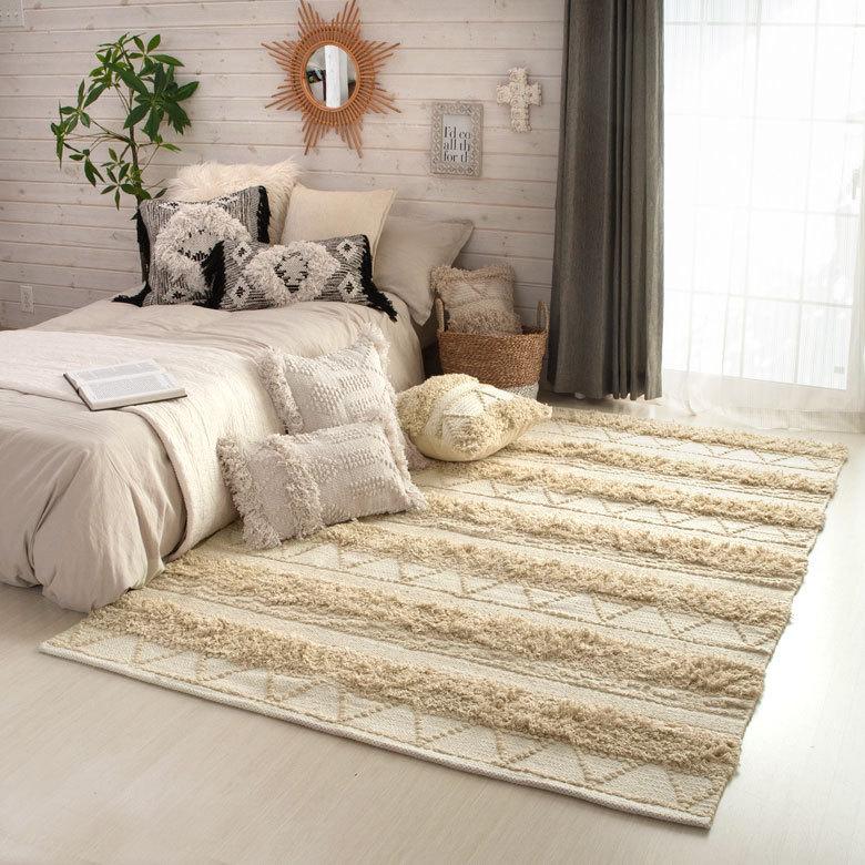 ラグ ラグマット ナチュラル ボヘミアン 140×200cm BOHO カーペット 絨毯 じゅうたん おしゃれ お洒落 エスニック ボーホー モノトーン  オールシーズン 34428 | ELEMENTS（インテリア） | 06
