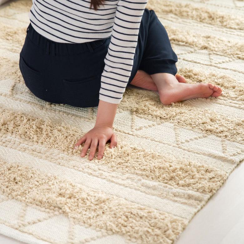 ラグ ラグマット ナチュラル ボヘミアン 140×200cm BOHO カーペット 絨毯 じゅうたん おしゃれ お洒落 エスニック ボーホー モノトーン  オールシーズン 34428 | ELEMENTS（インテリア） | 09