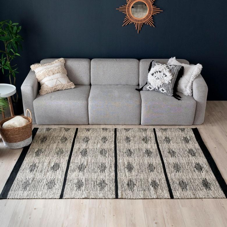 ラグ ラグマット オルテガ柄 ダークトーン 140×200cm BOHO カーペット 絨毯 じゅうたん おしゃれ エスニック ボーホー モノトーン  オールシーズン 34431 | ブランド登録なし | 10
