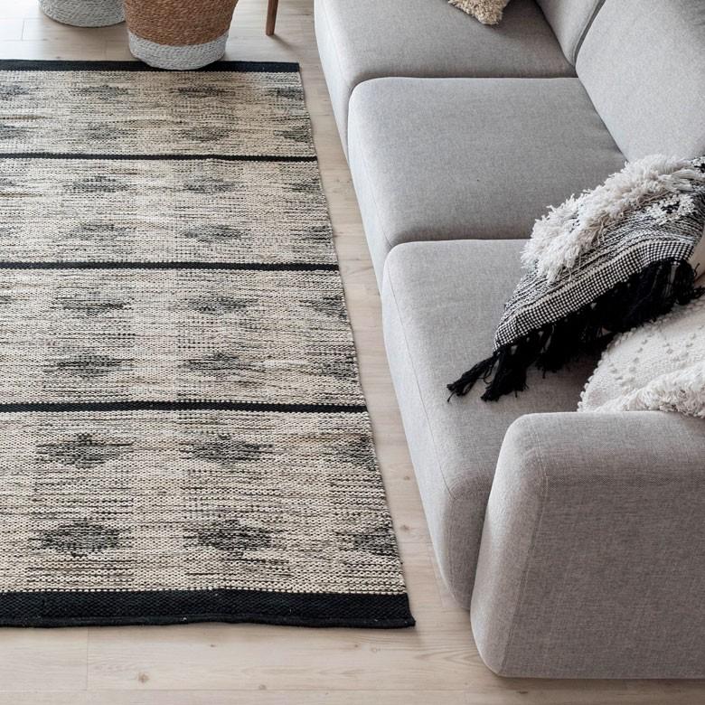 ラグ ラグマット オルテガ柄 ダークトーン 140×200cm BOHO カーペット 絨毯 じゅうたん おしゃれ エスニック ボーホー モノトーン  オールシーズン 34431 | ブランド登録なし | 13