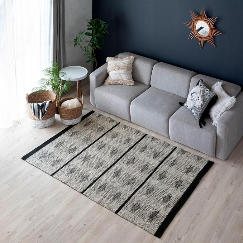 ラグ ラグマット オルテガ柄 ダークトーン 140×200cm BOHO カーペット 絨毯 じゅうたん おしゃれ エスニック ボーホー モノトーン  オールシーズン 34431 | ブランド登録なし | 14