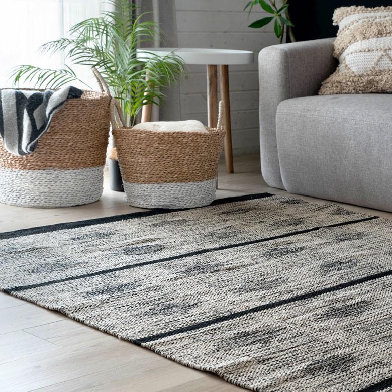 ラグ ラグマット オルテガ柄 ダークトーン 140×200cm BOHO カーペット 絨毯 じゅうたん おしゃれ エスニック ボーホー モノトーン  オールシーズン 34431 | ブランド登録なし | 06