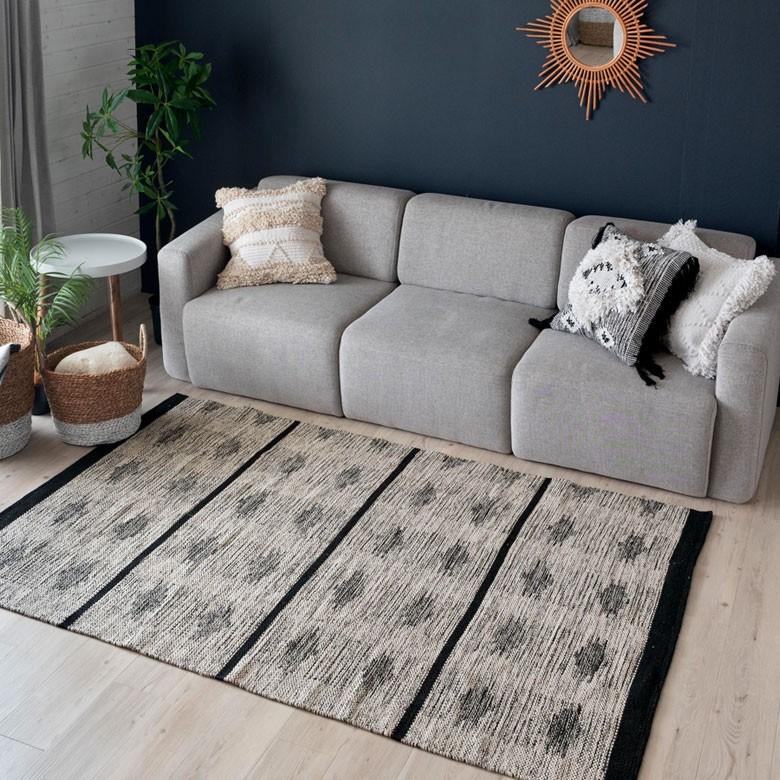 ラグ ラグマット オルテガ柄 ダークトーン 140×200cm BOHO カーペット 絨毯 じゅうたん おしゃれ エスニック ボーホー モノトーン  オールシーズン 34431 | ブランド登録なし | 08