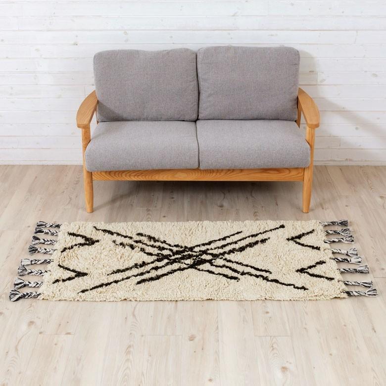 ラグ ラグマット ベニオワレン風 デザイン 70×140cm BOHO カーペット 絨毯 じゅうたん おしゃれ お洒落 エスニック ボーホー モノトーン  オールシーズン 34432 | ELEMENTS（インテリア） | 10