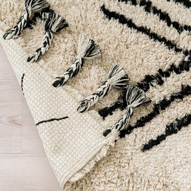 ラグ ラグマット ベニオワレン風 デザイン 70×140cm BOHO カーペット 絨毯 じゅうたん おしゃれ お洒落 エスニック ボーホー モノトーン  オールシーズン 34432 | ELEMENTS（インテリア） | 11