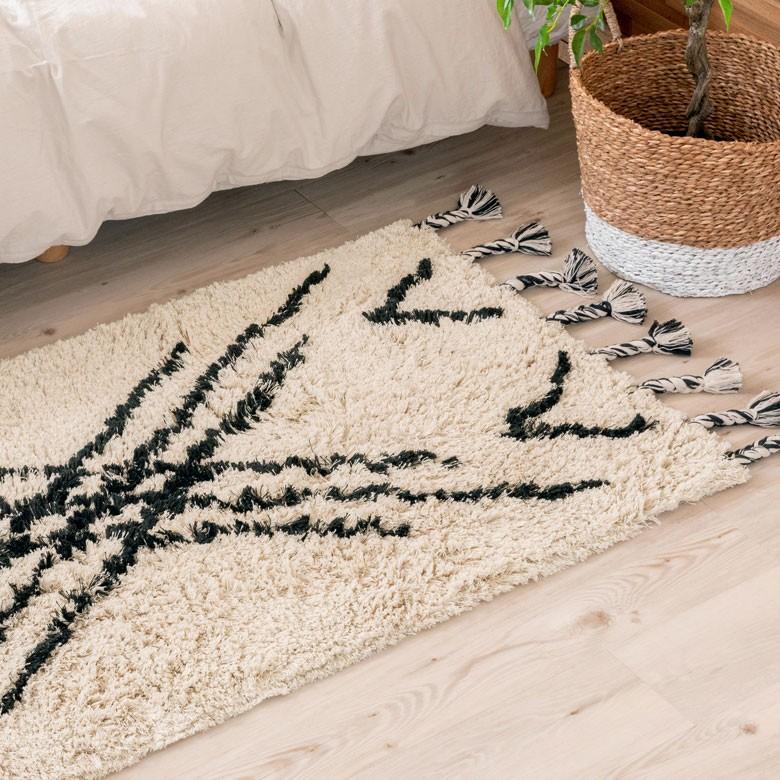 ラグ ラグマット ベニオワレン風 デザイン 70×140cm BOHO カーペット 絨毯 じゅうたん おしゃれ お洒落 エスニック ボーホー モノトーン  オールシーズン 34432 | ELEMENTS（インテリア） | 14