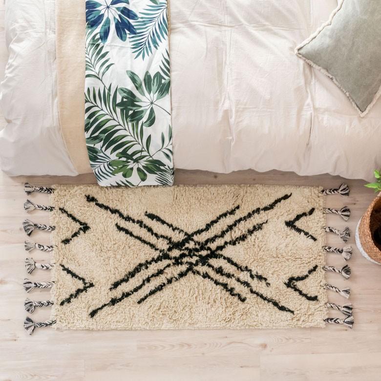 ラグ ラグマット ベニオワレン風 デザイン 70×140cm BOHO カーペット 絨毯 じゅうたん おしゃれ お洒落 エスニック ボーホー モノトーン  オールシーズン 34432 | ELEMENTS（インテリア） | 15