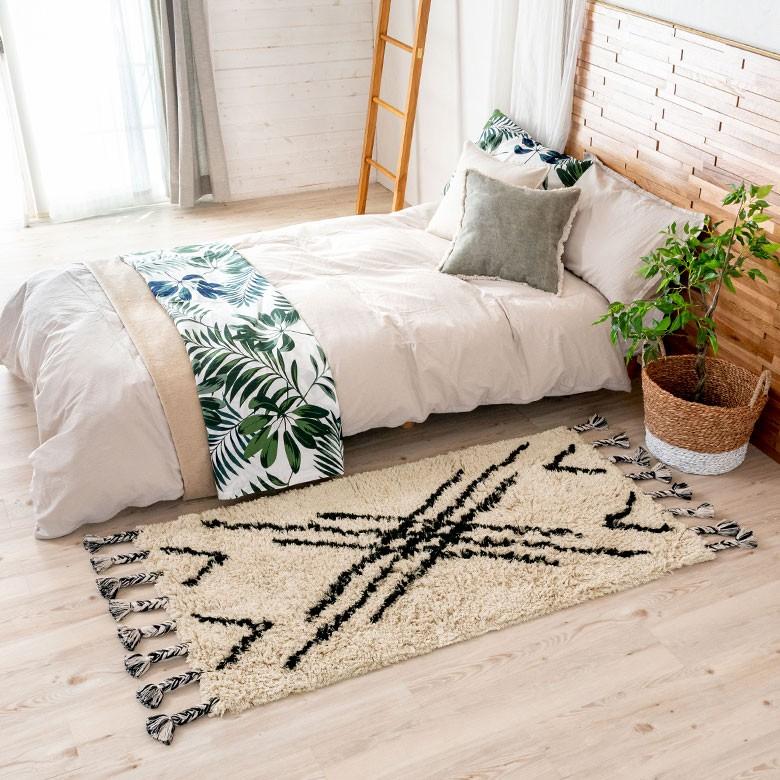 ラグ ラグマット ベニオワレン風 デザイン 70×140cm BOHO カーペット 絨毯 じゅうたん おしゃれ お洒落 エスニック ボーホー モノトーン  オールシーズン 34432 | ELEMENTS（インテリア） | 06