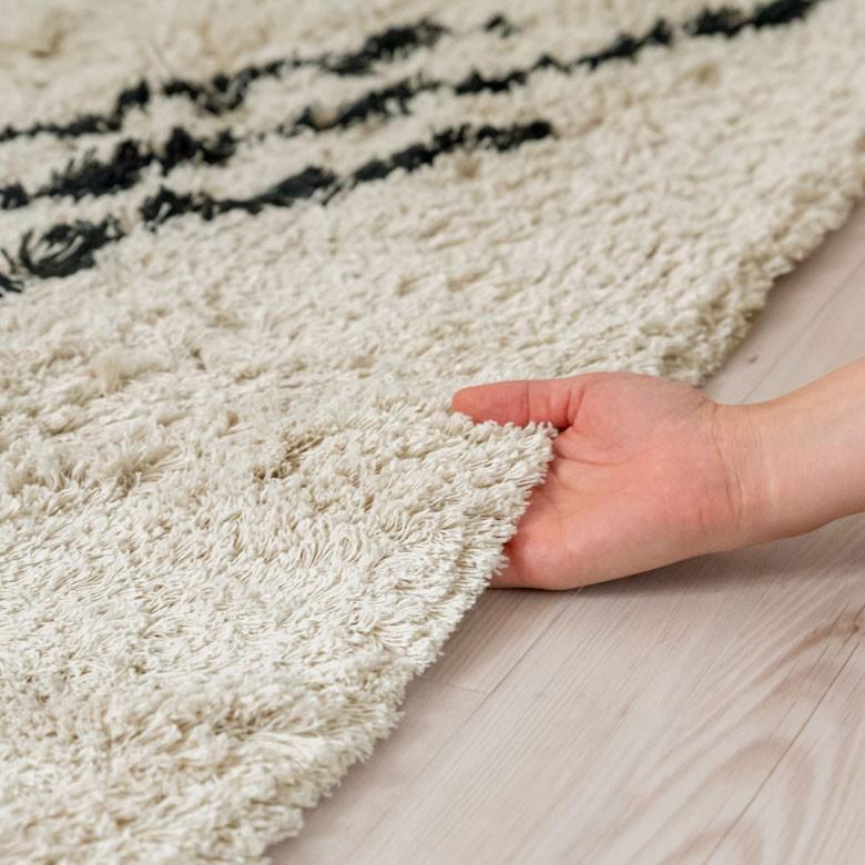 ラグ ラグマット ベニオワレン風 デザイン 70×140cm BOHO カーペット 絨毯 じゅうたん おしゃれ お洒落 エスニック ボーホー モノトーン  オールシーズン 34432 | ELEMENTS（インテリア） | 07