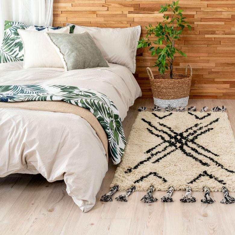 ラグ ラグマット ベニオワレン風 デザイン 70×140cm BOHO カーペット 絨毯 じゅうたん おしゃれ お洒落 エスニック ボーホー モノトーン  オールシーズン 34432 | ELEMENTS（インテリア） | 08