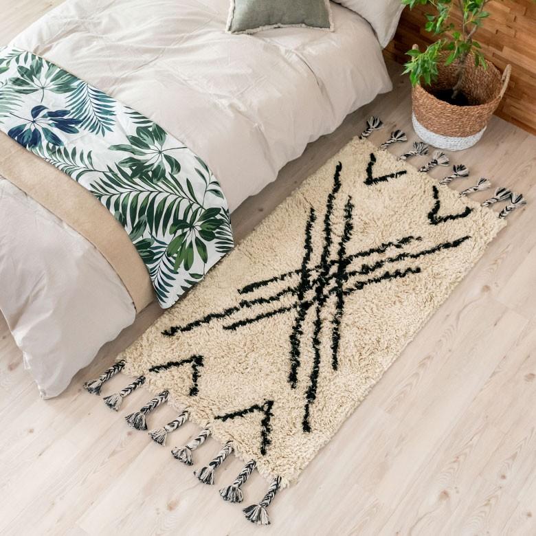 ラグ ラグマット ベニオワレン風 デザイン 70×140cm BOHO カーペット 絨毯 じゅうたん おしゃれ お洒落 エスニック ボーホー モノトーン  オールシーズン 34432 | ELEMENTS（インテリア） | 09