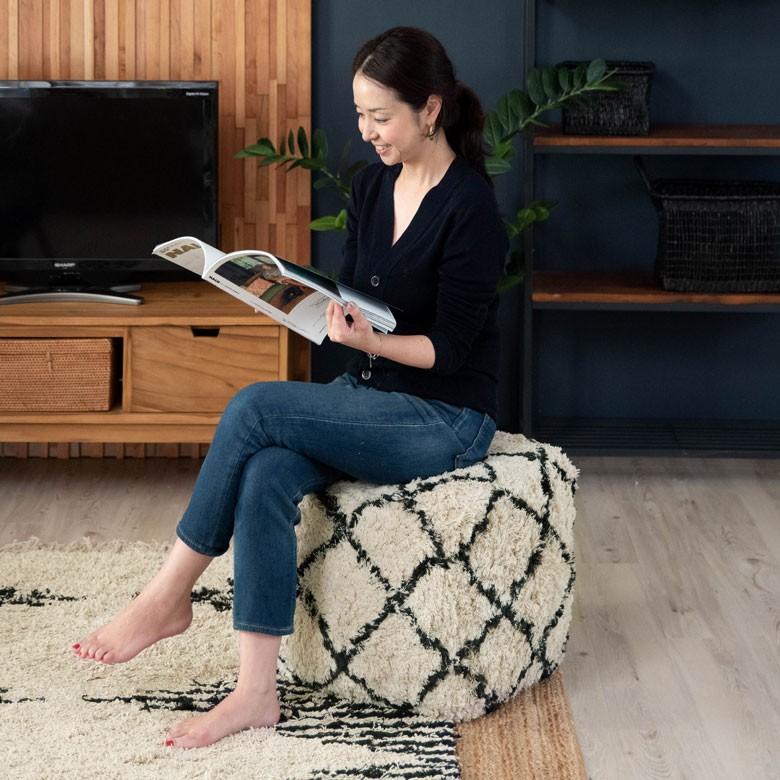 クッション プフ ボリューム クロス デザイン コットン 約 W 40 D 40 H 40 スツール オットマン プーフ アジアン家具 おしゃれ 天然素材 ナチュラル 34433 | ELEMENTS（インテリア） | 10