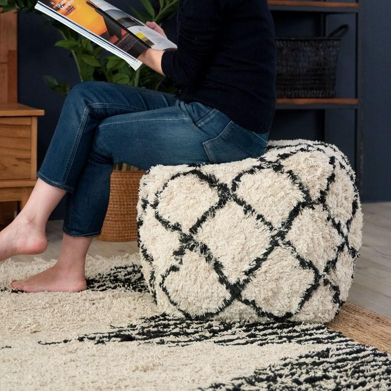 クッション プフ ボリューム クロス デザイン コットン 約 W 40 D 40 H 40 スツール オットマン プーフ アジアン家具 おしゃれ 天然素材 ナチュラル 34433 | ELEMENTS（インテリア） | 02