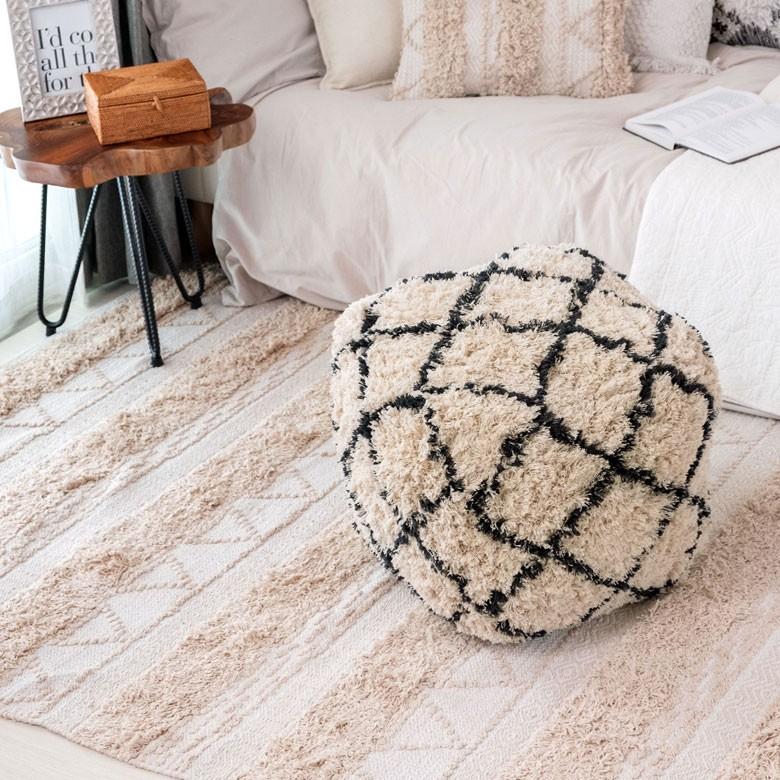 クッション プフ ボリューム クロス デザイン コットン 約 W 40 D 40 H 40 スツール オットマン プーフ アジアン家具 おしゃれ 天然素材 ナチュラル 34433 | ELEMENTS（インテリア） | 03