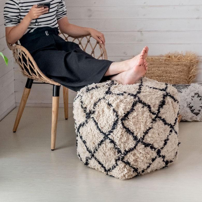 クッション プフ ボリューム クロス デザイン コットン 約 W 40 D 40 H 40 スツール オットマン プーフ アジアン家具 おしゃれ 天然素材 ナチュラル 34433 | ELEMENTS（インテリア） | 06