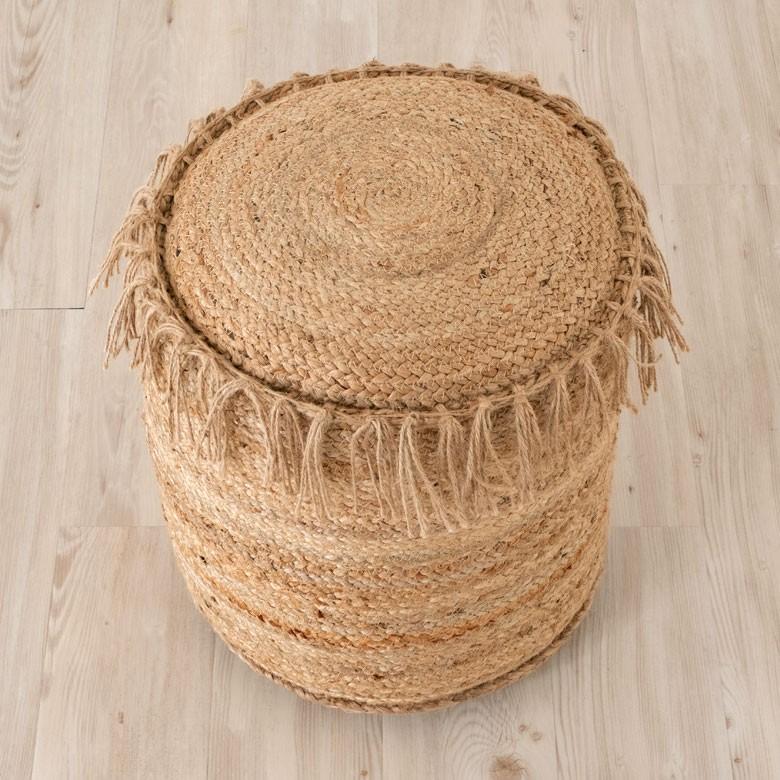 クッション プフ ジュート フリンジ 約 W 40 D 40 H 45 スツール オットマン プーフ アジアン家具 モダン おしゃれ 天然素材 ナチュラル ベランピング 34434 | ELEMENTS（インテリア） | 12