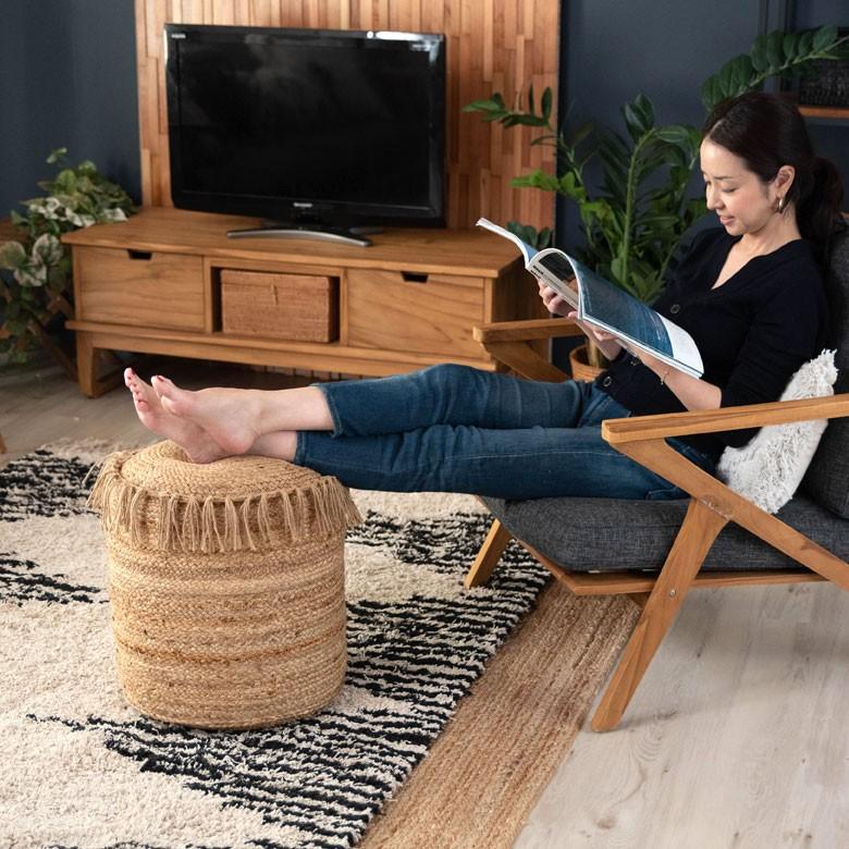 クッション プフ ジュート フリンジ 約 W 40 D 40 H 45 スツール オットマン プーフ アジアン家具 モダン おしゃれ 天然素材 ナチュラル ベランピング 34434 | ELEMENTS（インテリア） | 13