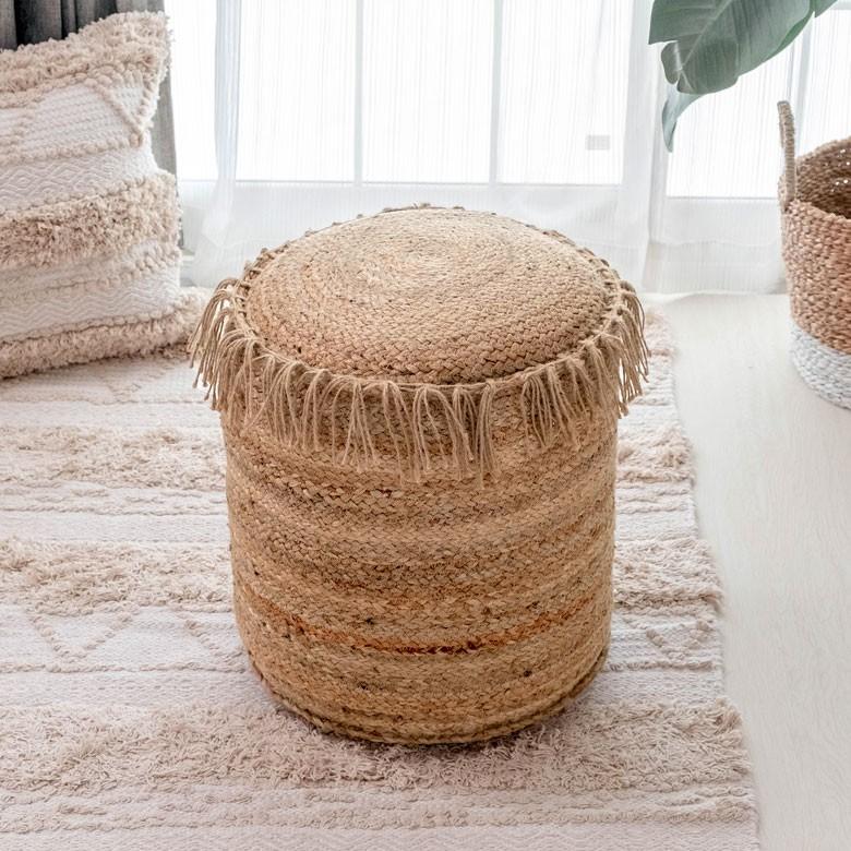 クッション プフ ジュート フリンジ 約 W 40 D 40 H 45 スツール オットマン プーフ アジアン家具 モダン おしゃれ 天然素材 ナチュラル ベランピング 34434 | ELEMENTS（インテリア） | 14