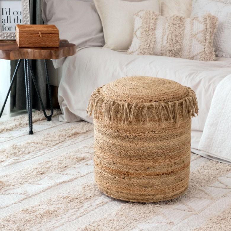 クッション プフ ジュート フリンジ 約 W 40 D 40 H 45 スツール オットマン プーフ アジアン家具 モダン おしゃれ 天然素材 ナチュラル ベランピング 34434 | ELEMENTS（インテリア） | 06