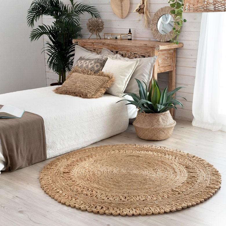 ジュートラグ  円形 ラウンド 約 W 125cm D 125cm D 2cm 麻 天然素材 ラグ 敷物 ひんやり 夏 和 和モダン インテリア 涼しい おしゃれ マット 34435 | ELEMENTS（インテリア） | 01