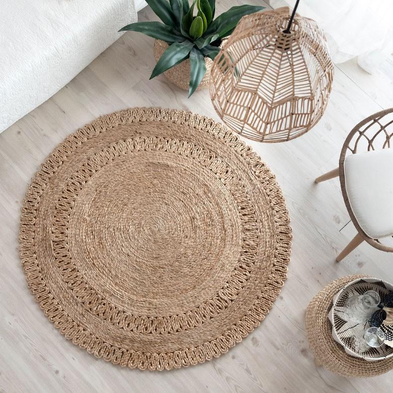 ジュートラグ  円形 ラウンド 約 W 125cm D 125cm D 2cm 麻 天然素材 ラグ 敷物 ひんやり 夏 和 和モダン インテリア 涼しい おしゃれ マット 34435 | ELEMENTS（インテリア） | 17
