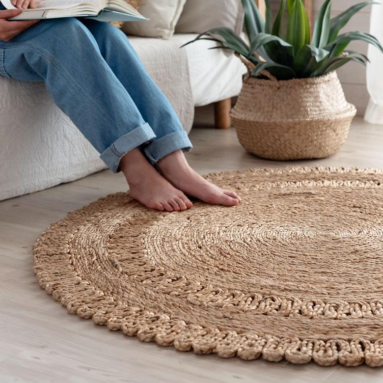 ジュートラグ  円形 ラウンド 約 W 125cm D 125cm D 2cm 麻 天然素材 ラグ 敷物 ひんやり 夏 和 和モダン インテリア 涼しい おしゃれ マット 34435 | ELEMENTS（インテリア） | 04