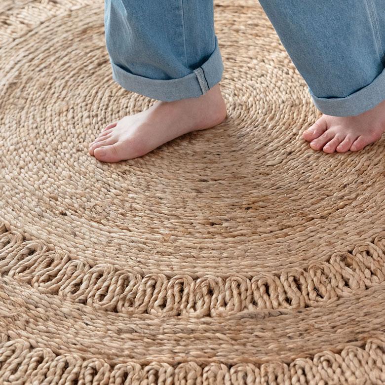 ジュートラグ  円形 ラウンド 約 W 125cm D 125cm D 2cm 麻 天然素材 ラグ 敷物 ひんやり 夏 和 和モダン インテリア 涼しい おしゃれ マット 34435 | ELEMENTS（インテリア） | 08