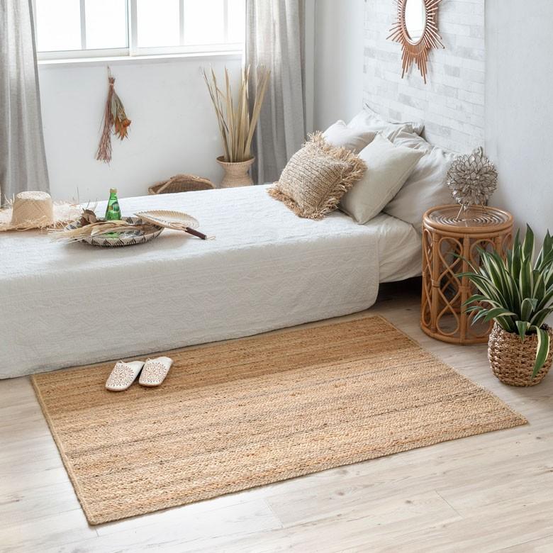 ジュートラグ  スクエア 長方形 約 W 100cm D 140cm D 2cm 麻 天然素材 ラグ 敷物 ひんやり 夏 和 和モダン インテリア 涼しい おしゃれ マット 34437 | ELEMENTS（インテリア） | 01