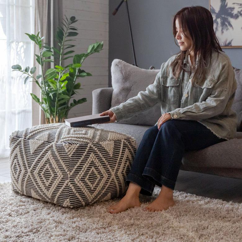 ELEMENTS プフ クッション スツール raha 座いす ビーズクッション