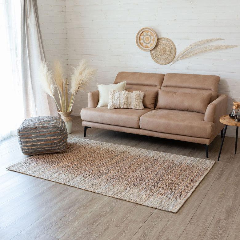 B 新品 ビーズソファ ベージュ オットマン セット ビーズクッション 1人掛け ELEMENTS プフ クッション スツール raha 座いす ビーズクッション