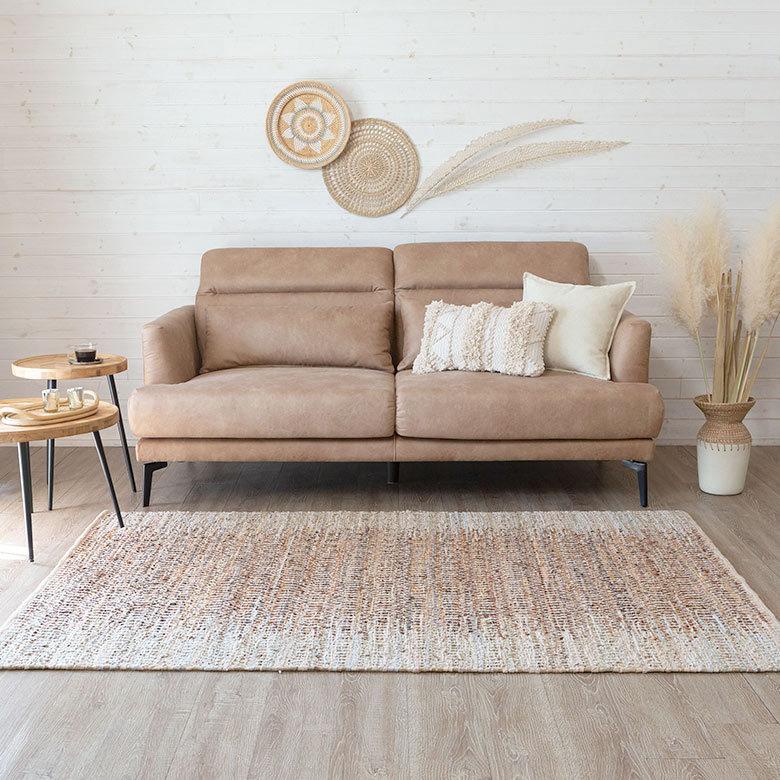ラグ ラグマット 約 133×190 cm 長方形 ジュート 麻 レザー コットン 天然素材 おしゃれ 34444-br | ELEMENTS（インテリア） | 02