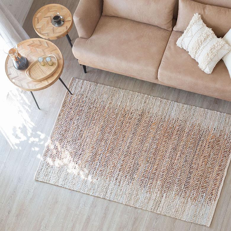 ラグ ラグマット 約 133×190 cm 長方形 ジュート 麻 レザー コットン 天然素材 おしゃれ 34444-br | ELEMENTS（インテリア） | 05