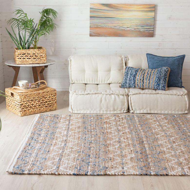 ラグ ラグマット 約 133×190 cm 長方形 ジュート 麻 綿 天然素材 手織り おしゃれ 34445-bl | ELEMENTS（インテリア） | 02