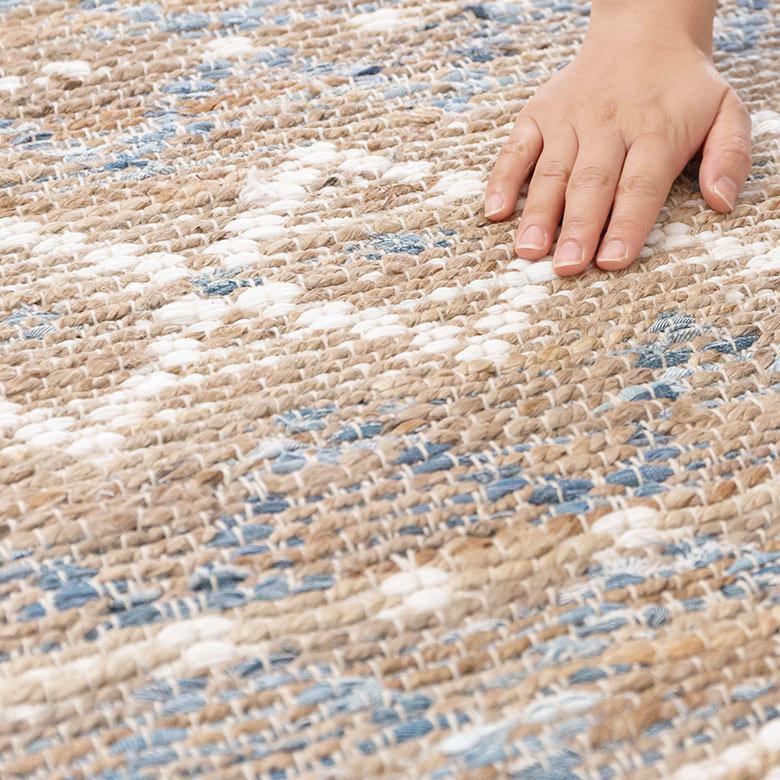 ラグ ラグマット 約 133×190 cm 長方形 ジュート 麻 綿 天然素材 手織り おしゃれ 34445-bl | ELEMENTS（インテリア） | 04