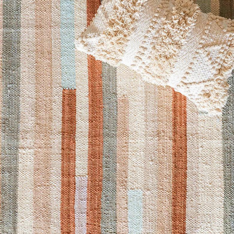 ラグ ラグマット 約 133×190 cm 長方形 コットン 綿 手織り おしゃれ 34447-br | ELEMENTS（インテリア） | 01