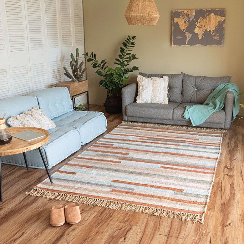 ラグ ラグマット 約 133×190 cm 長方形 コットン 綿 手織り おしゃれ 34447-br | ELEMENTS（インテリア） | 18