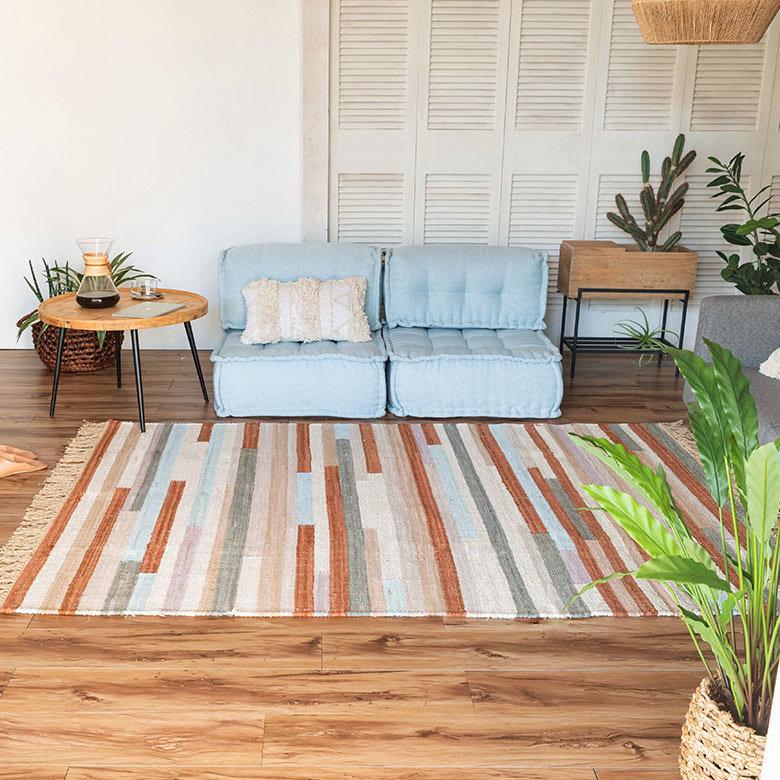 ラグ ラグマット 約 133×190 cm 長方形 コットン 綿 手織り おしゃれ 34447-br | ELEMENTS（インテリア） | 02