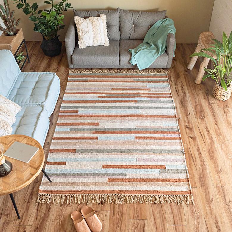 ラグ ラグマット 約 133×190 cm 長方形 コットン 綿 手織り おしゃれ 34447-br | ELEMENTS（インテリア） | 05