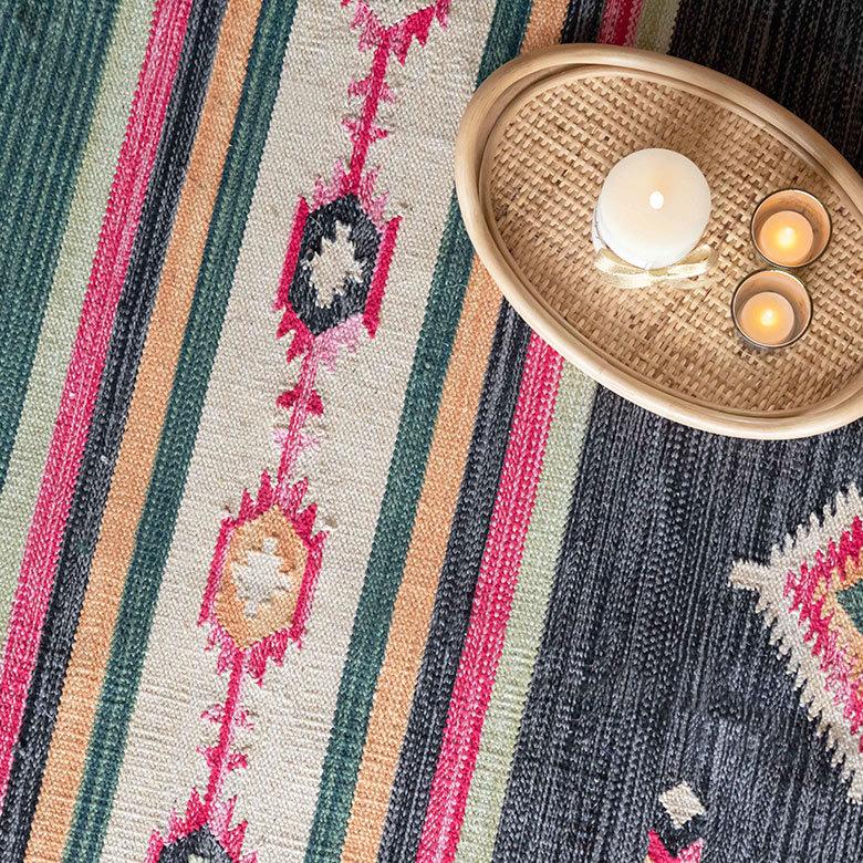 ラグ ラグマット 約 133×190 cm 長方形 コットンキリム 手織り コットン100％ 綿 アジアン エスニック おしゃれ 34450 | ELEMENTS（インテリア） | 03