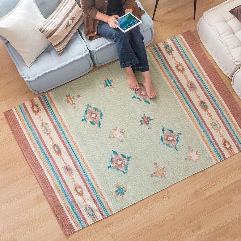 ラグ ラグマット 約 133×190 cm 長方形 コットンキリム 手織り コットン100％ 綿 アジアン エスニック おしゃれ 34450 | ELEMENTS（インテリア） | 15