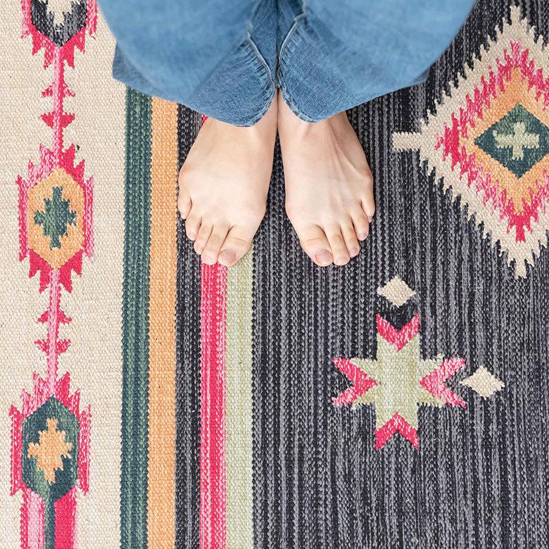 ラグ ラグマット 約 133×190 cm 長方形 コットンキリム 手織り コットン100％ 綿 アジアン エスニック おしゃれ 34450 | ELEMENTS（インテリア） | 17