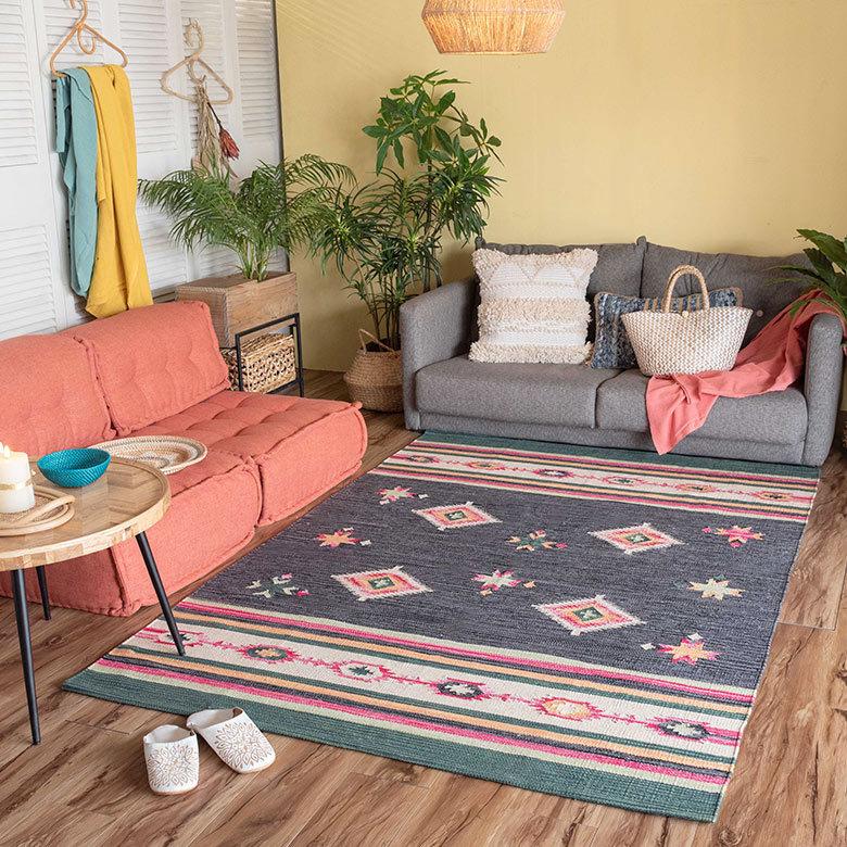 ラグ ラグマット 約 133×190 cm 長方形 コットンキリム 手織り コットン100％ 綿 アジアン エスニック おしゃれ 34450 | ELEMENTS（インテリア） | 21