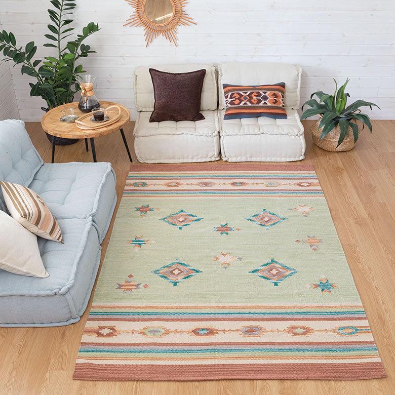 ラグ ラグマット 約 133×190 cm 長方形 コットンキリム 手織り コットン100％ 綿 アジアン エスニック おしゃれ 34450 | ELEMENTS（インテリア） | 04