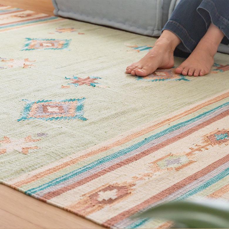 ラグ ラグマット 約 133×190 cm 長方形 コットンキリム 手織り コットン100％ 綿 アジアン エスニック おしゃれ 34450 | ELEMENTS（インテリア） | 09