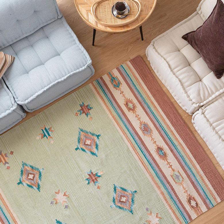 ラグ ラグマット 約 133×190 cm 長方形 コットンキリム 手織り コットン100％ 綿 アジアン エスニック おしゃれ 34450 | ELEMENTS（インテリア） | 10