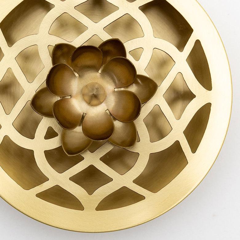 小物入れ 蚊取り線香入れ 蚊取り線香ホルダー 真鍮 ゴールド 直径 約13.5cm 蚊遣り 器 蓮 蚊やり ケース  かやり 入れ物 ポット キャンドル 34451 | ブランド登録なし | 11