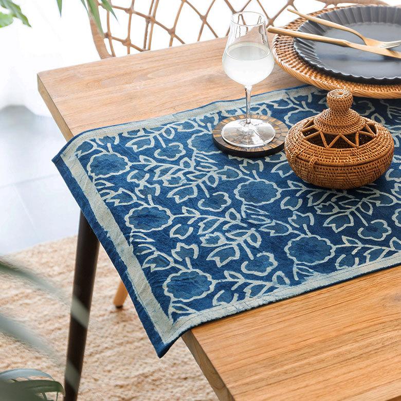 インドテーブル板Ｌ 約175cm×45cm〕インドの金糸入りテーブルランナー - オレンジ