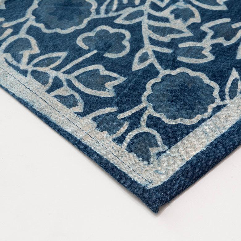 テーブルランナー インド ブロック プリント 柄 綿 コットン W約150cm テーブルカバー 布 ダイニング ブルー アジアン エスニック 34452-bl | ブランド登録なし | 03