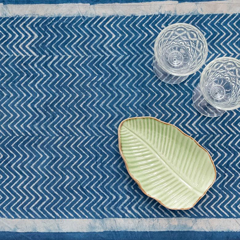 テーブルランナー インド ブロック プリント 柄 綿 コットン W約150cm テーブルカバー 布 ダイニング ネイビー アジアン エスニック 34452-nv | ブランド登録なし | 05