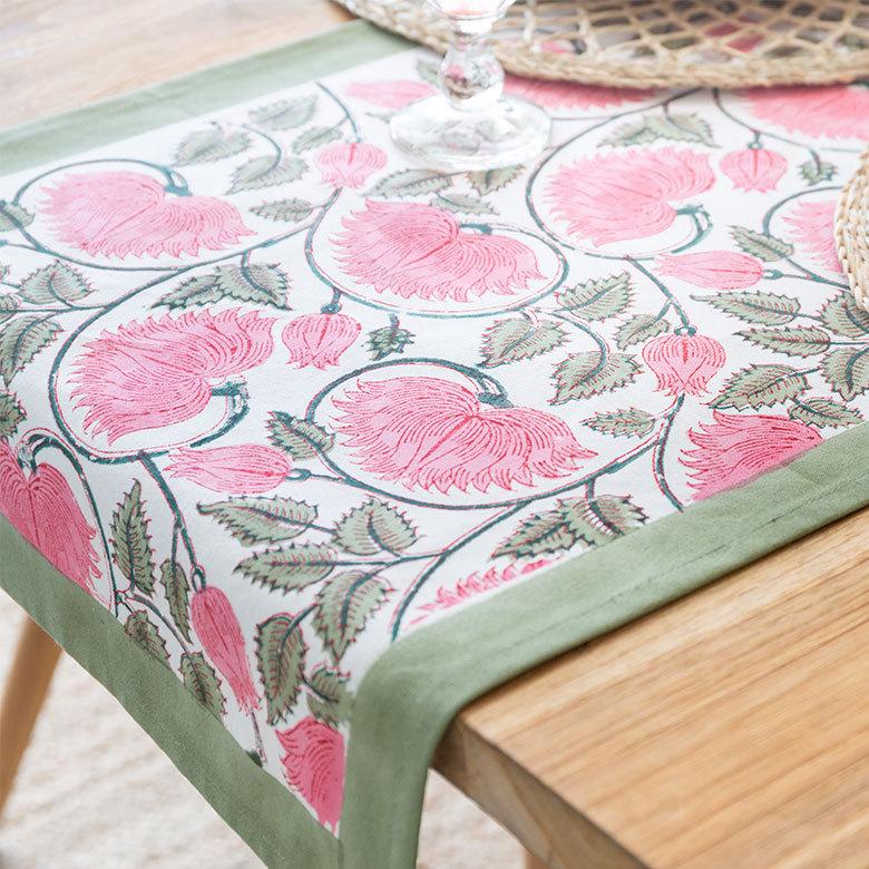 テーブルランナー インド ブロック プリント 柄 綿 コットン W約150cm テーブルカバー 布 ダイニング レッド アジアン エスニック 34452-rd | ブランド登録なし | 10